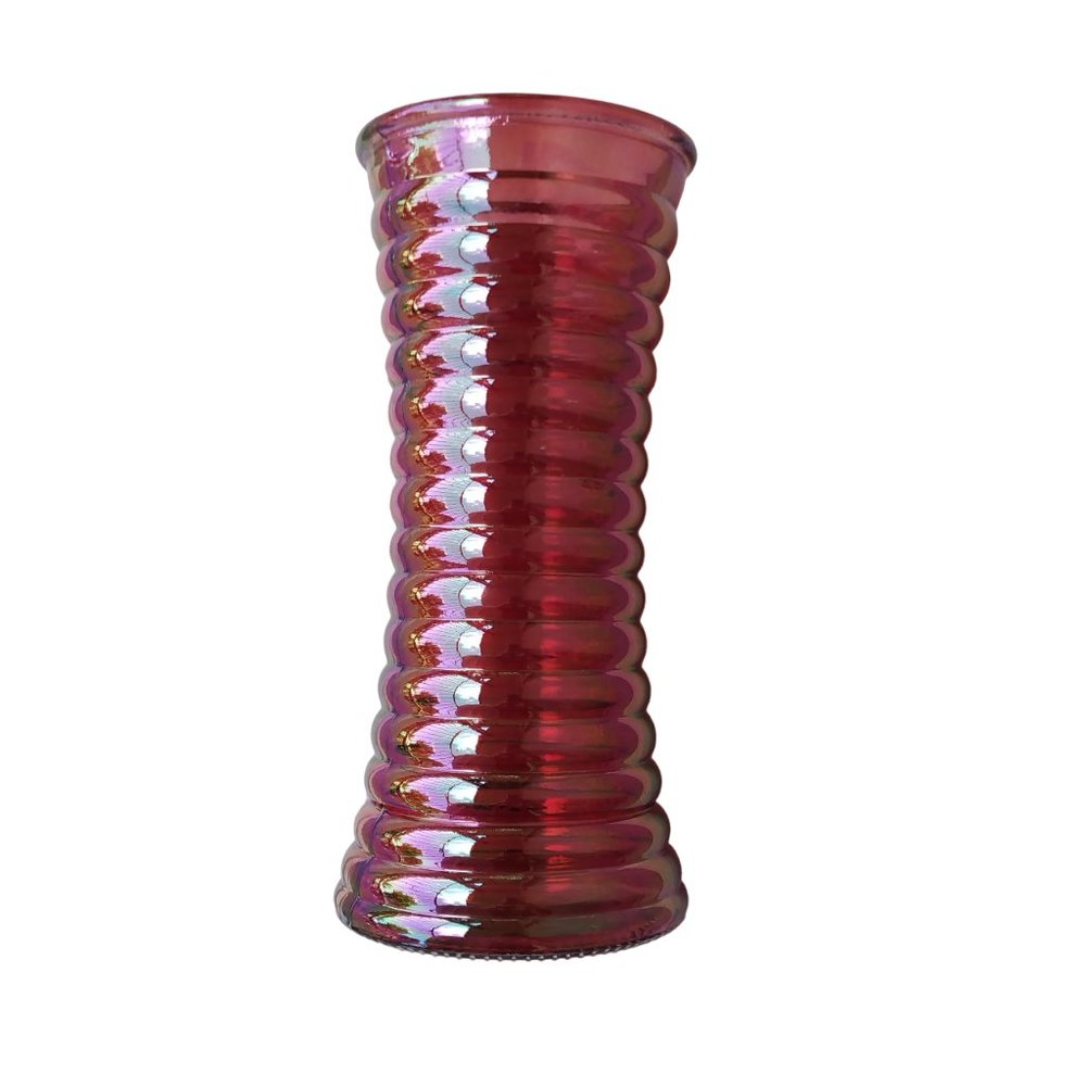 burton+ BURTON Pink Iridescent Ribbed Hourglass Decorative Vase - Picture 5 of 8